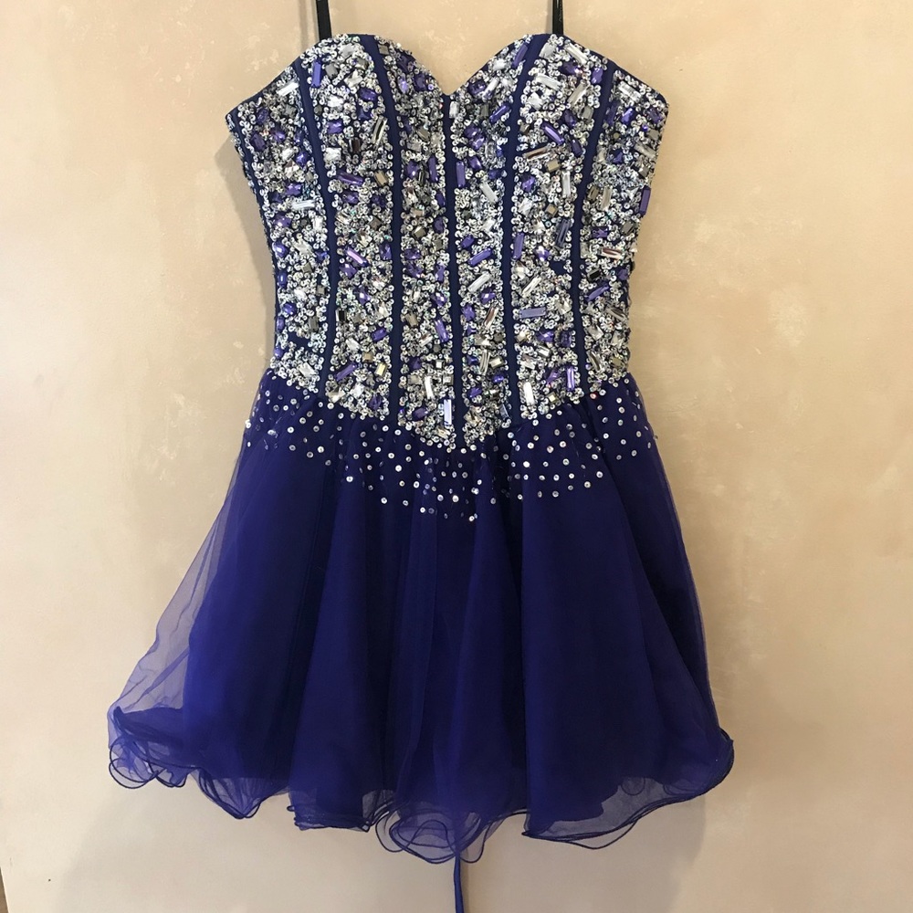 Beaded Short Strapless Homecoming Dress
